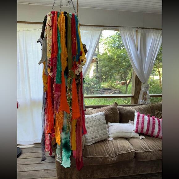 Boho fabric chandelier hanging planter - Boho windsock - Picture 1 of 1